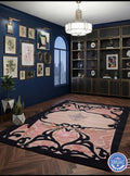 Hand-Made Trending Rose Area Rug – Modern Minimalist High Pile, Art Nouveau Border | Made to Order
