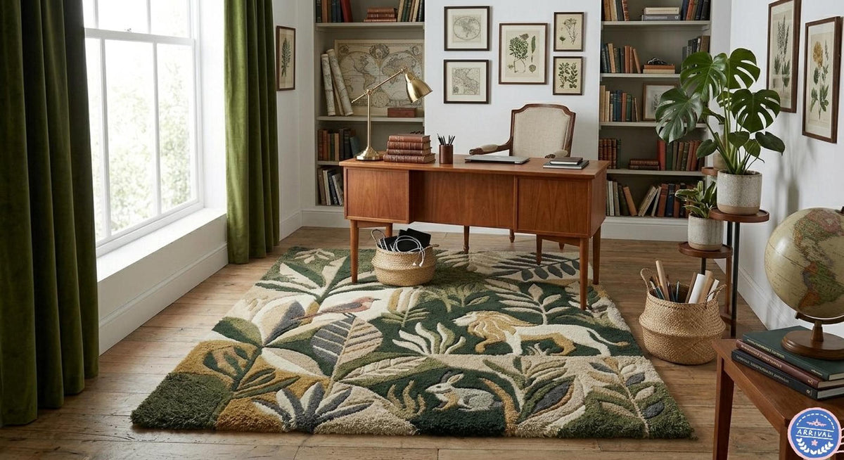 Animal Scene Rug, Dark Academia Decor with Lion and Rabbit, Soft High Pile Floor Art | Made to Order
