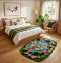 Hand-Carved Wool Koi Fish Pond Rug – Zen Garden Lotus Landscape Carpet | Made to Order