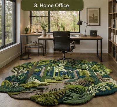 3D Carved Forest Canopy Rug – Handmade Wool Woodland Pathway Carpet | 100% New Zealand Wool | Made to Order