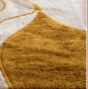 Handcrafted Wool Area Rug – Modern Ivory Gold Wavy Lines, High Pile Texture | Made to Order