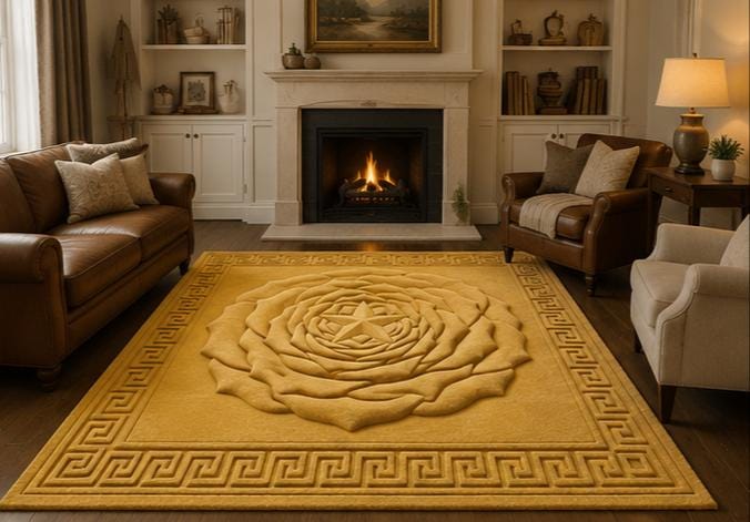 Luxury 3D Sculpted Rose Medallion Hand-Tufted Rug | Made to Order