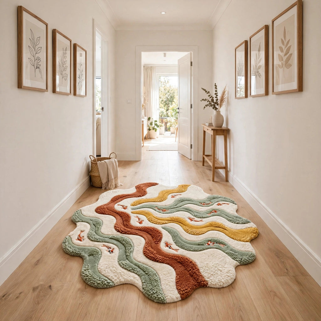 Koi Wavy Rug – Multicolour Organic Wave | 100% New Zealand Wool | Hand-Tufted | Made to Order
