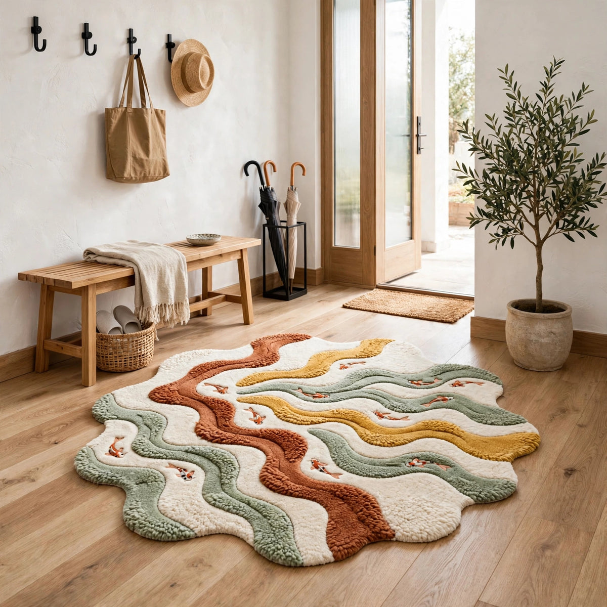 Koi Wavy Rug – Multicolour Organic Wave | 100% New Zealand Wool | Hand-Tufted | Made to Order