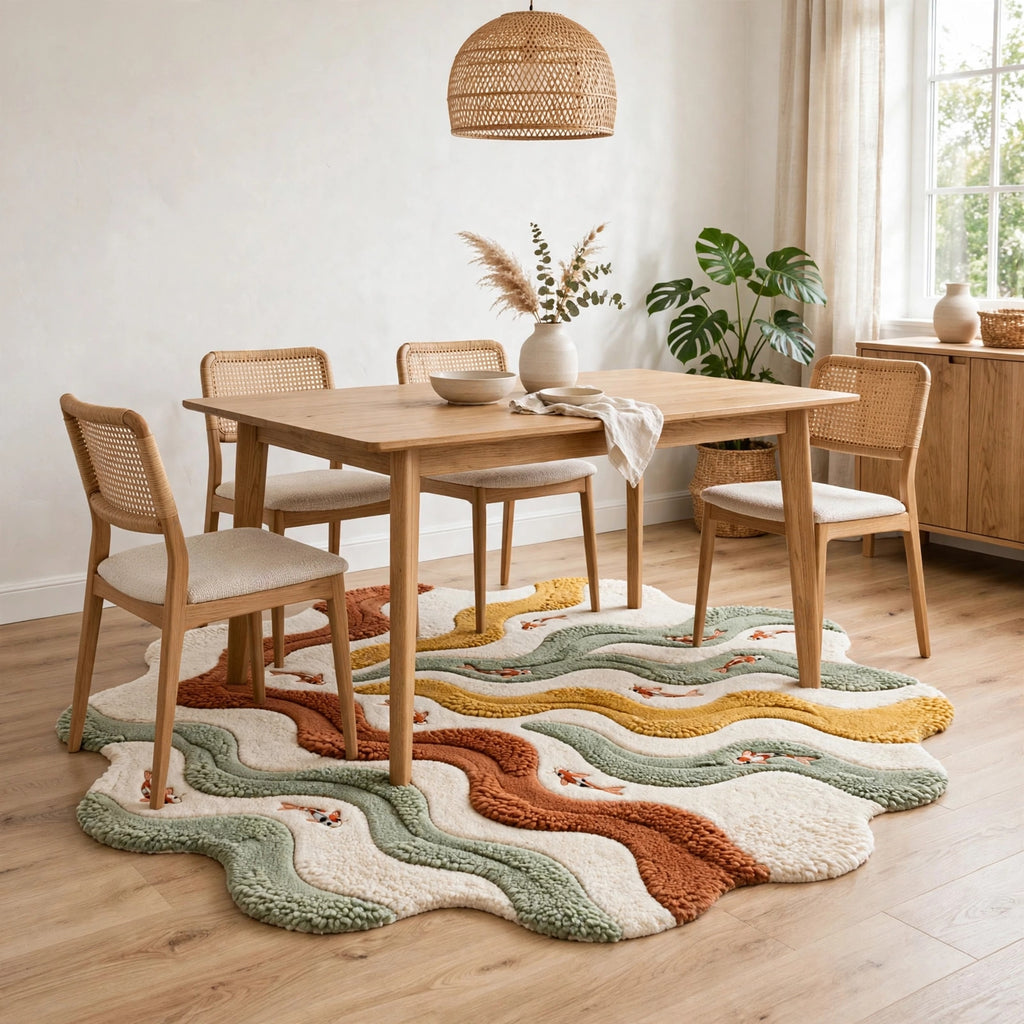 Koi Wavy Rug – Multicolour Organic Wave | 100% New Zealand Wool | Hand-Tufted | Made to Order