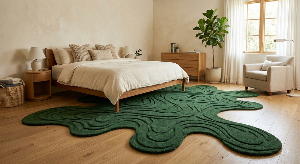 Thick feel  irregular shape 100% new Zealand wool rug| Made to Order